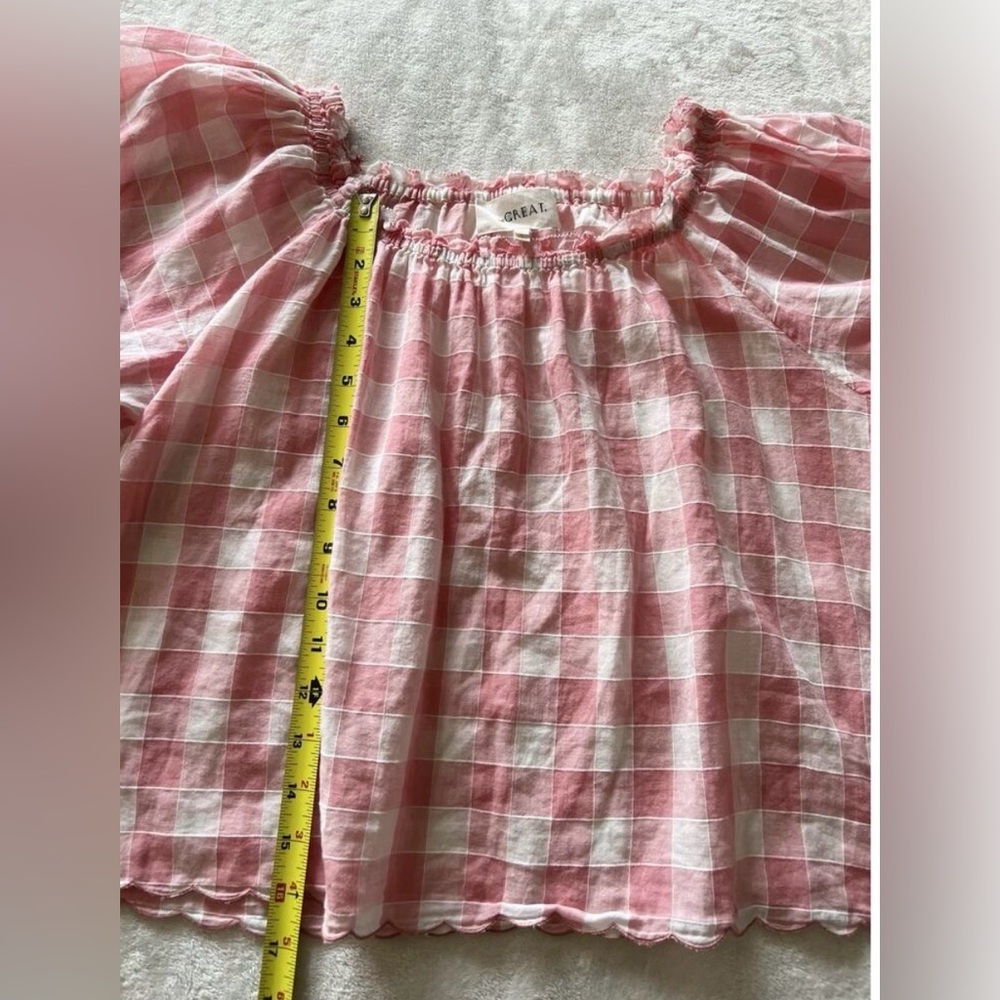 THE GREAT. Pink Gingham Top size 1 - Picture 2 of 6